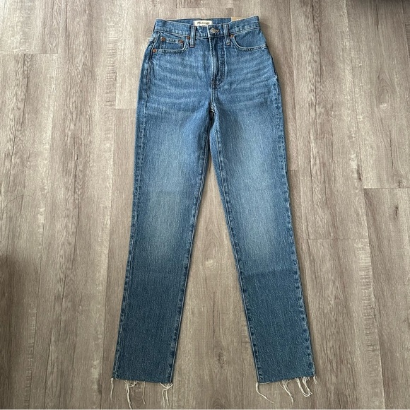 NWT Madewell The Perfect Vintage Jeans Raw Hem Denim Blue Women’s Size 23 Tall - Picture 2 of 9